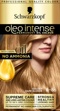 Schwarzkopf Oleo Intense, Permanent Blonde Hair Dye, Ammonia Free, Up to 100 Percent Grey Coverage, Golden Dark Blonde 8 - 86