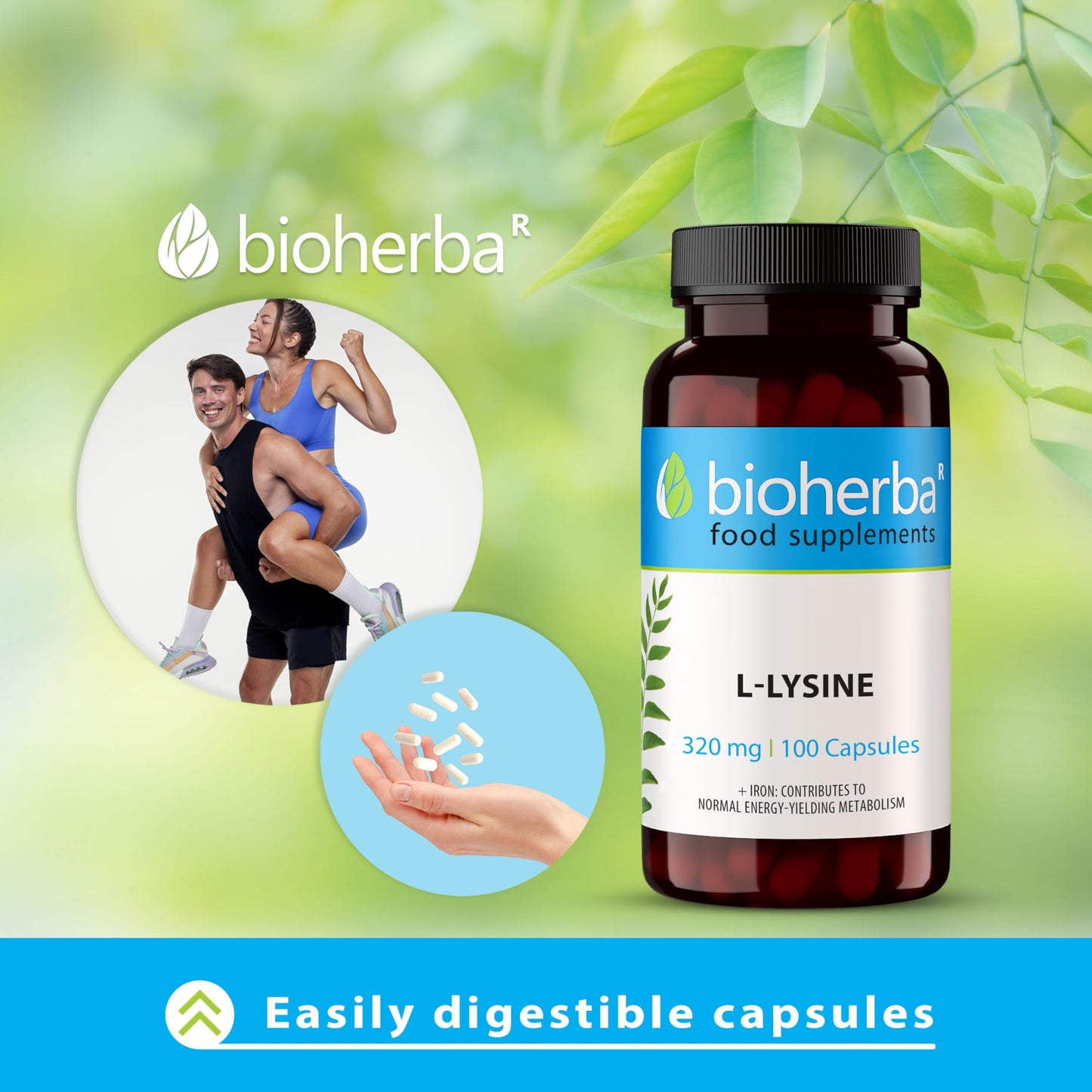L-LYSINE 320 mg - 300 Capsules for Essential Amino Acid Support and Overall Wellness by BIOHERBA