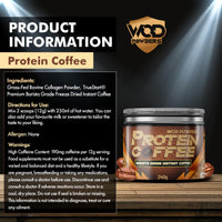 Protein Coffee | Barista Grade Freeze Dried Instant Coffee with Grass-Fed Bovine Collagen Powder | 240g Tub with Scoop | TrueStart® Coffee with Hydrolysed Collagen - Made in the UK by WOD Powders