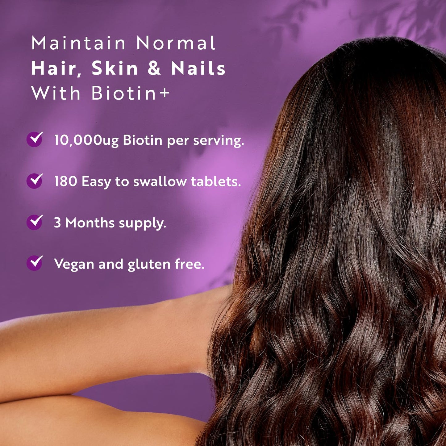 Nutravita Biotin Hair Growth Supplement 10,000mcg - Scientifically Proven to maintain normal Hair Skin & Nails - 180 High Strength Vegan Tablets with Zinc & Selenium - Biotin Vitamins for Women & Men
