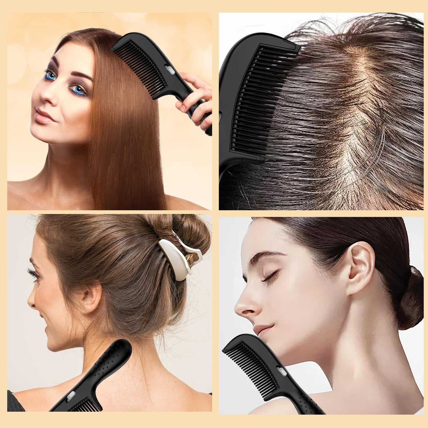 Neyeau 3 Pcs Scalp Comb for Dandruff,Pressable Scalp Sweep Detoxing Comb,Fine Tooth and Head Lice brush for Women Men Scalp Massage Refreshing