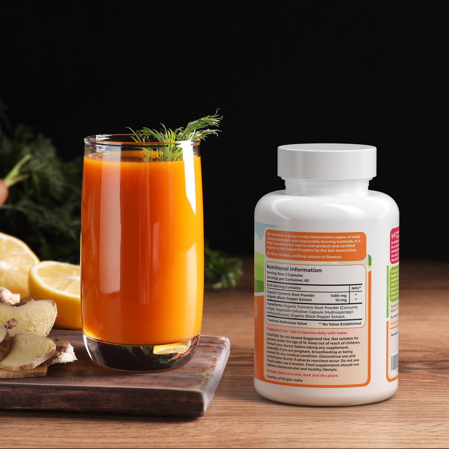 Organic Turmeric Capsules by TheHealthyTree Company - High Strength with BioPerine Black Pepper Extract - Vegan Turmeric Curcumin Root Tablets - 120 x 750mg per Capsule