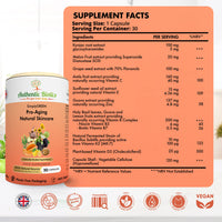 Authentic Biotics Vegan Collagen Boosting Natural Plant-based Skincare, Vitamins for Healthy Skin with Antioxidants, Contains Vitamin D3 K2 C & E Zinc Niacin Biotin & SOD, Multivitamins for Women & Men,1 Month Supply