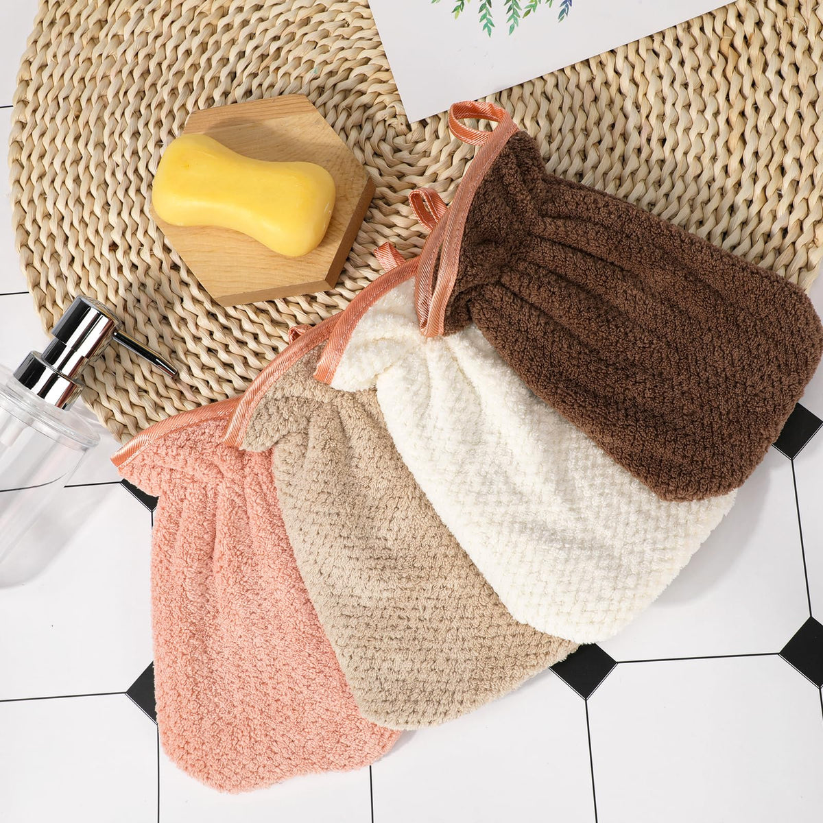 PHOGARY Microfiber Wash Mitt for Body & Face, Super Soft Absorbent Washcloth, Coral Fleece Face Cloth Bath Mitts for Child Adult, Washable Makeup Remover Cleansing Cloths,4 Pack,13x20cm