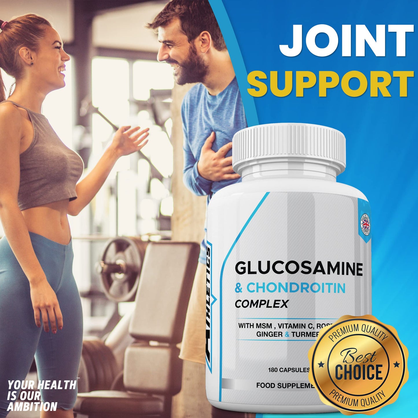 Freak Athletics Glucosamine and Chondroitin High Strength Complex - with MSM, Rosehip, Ginger & Turmeric