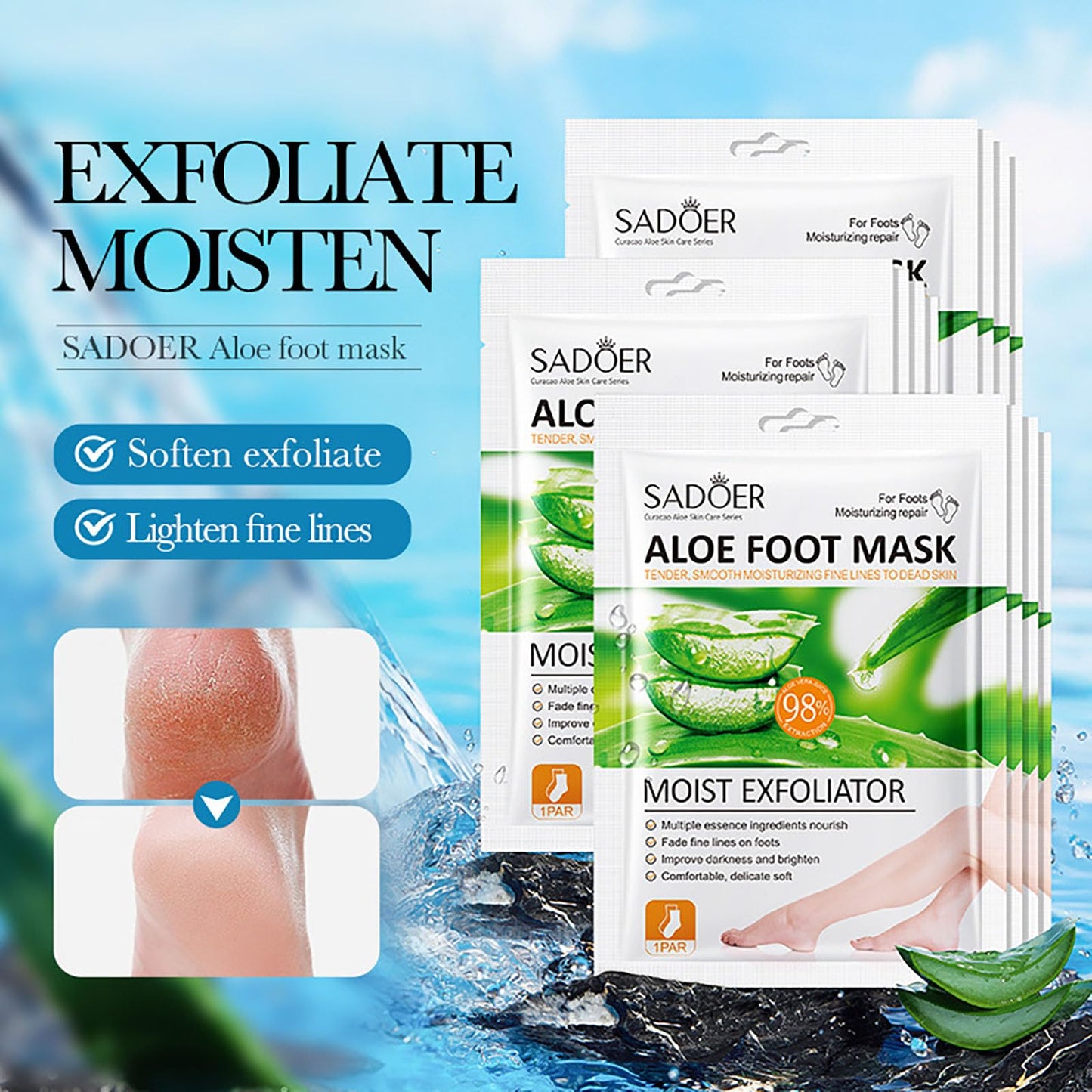 ISBEAUSOLS Aloe Vera Face Mask Set - 14PCS Aloe Skin Care Sets & Kits - Eye Mask, Lip Mask, Foot Mask, Face Mask - Eye Masks Skincare - Lip Care Set - Spa Sets for Women Gifts - Foot Care Kit for Teenage Girls