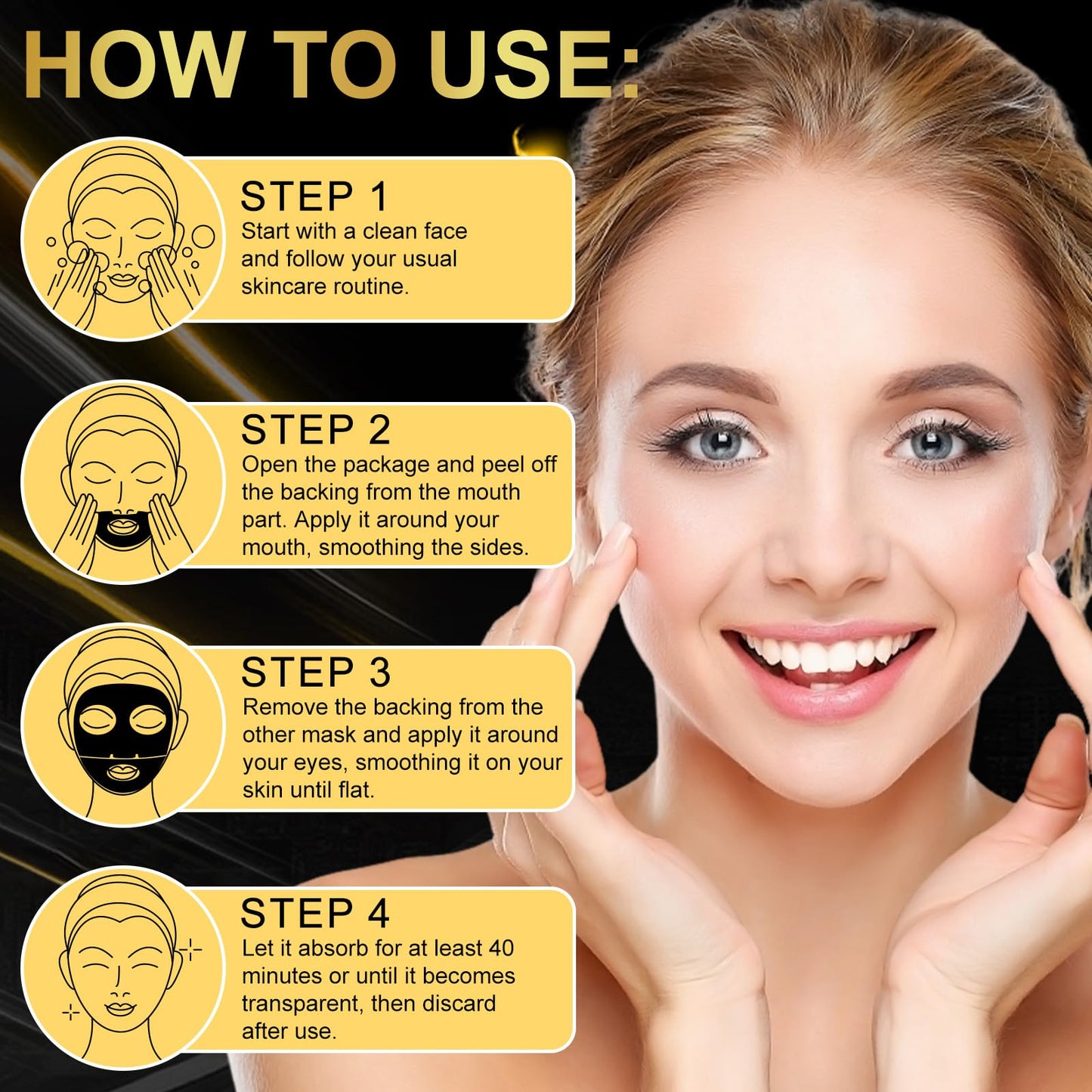 Buyourtaste Advanced Snail Mucin Glass Glow Hydrogel Face Masks, 4Pcs Collagen Face Mask, Snail Mucin Serum Mask, Snail Mucin Face Mask, Hydrating, Soothing & Firming, Brighten Skin, Reduce Fine Lines