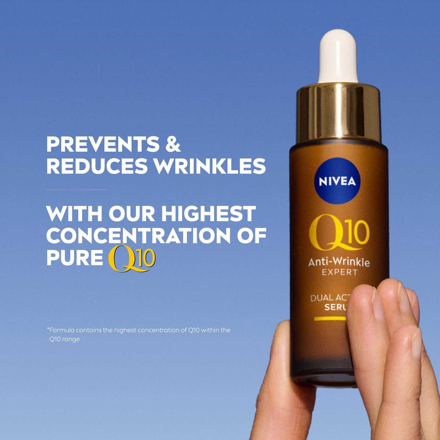 NIVEA Q10 Anti-Wrinkle Expert Dual Action Serum (30ml), Anti Ageing Face Serum for Women with Pure Q10, Visibly Reduces and Prevents Wrinkles