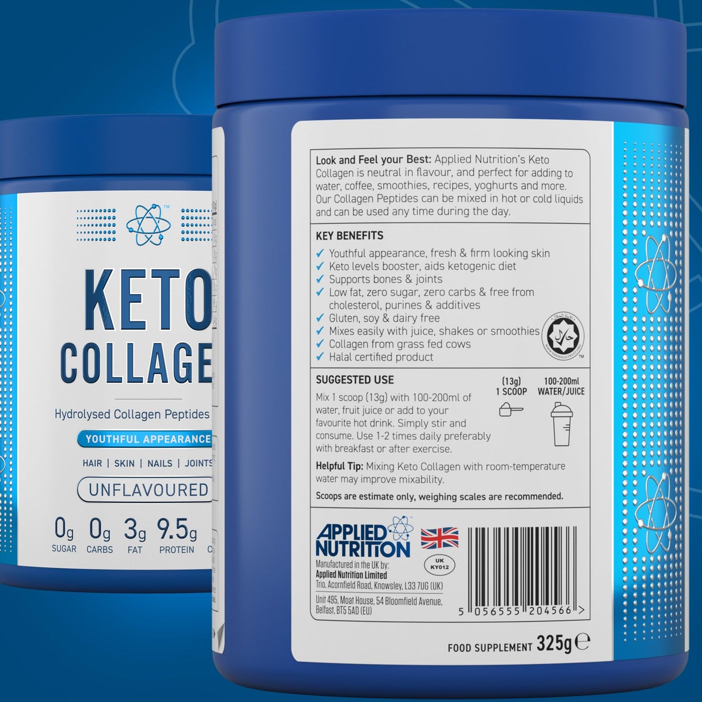 Applied Nutrition Keto Collagen Protein - Keto Protein Powder with MCT, Ketogenic & Paleo Diet, Zero Sugar & Carbs, Healthy Skin, Hair, Nails (Unflavoured) (325g - 25 Servings)