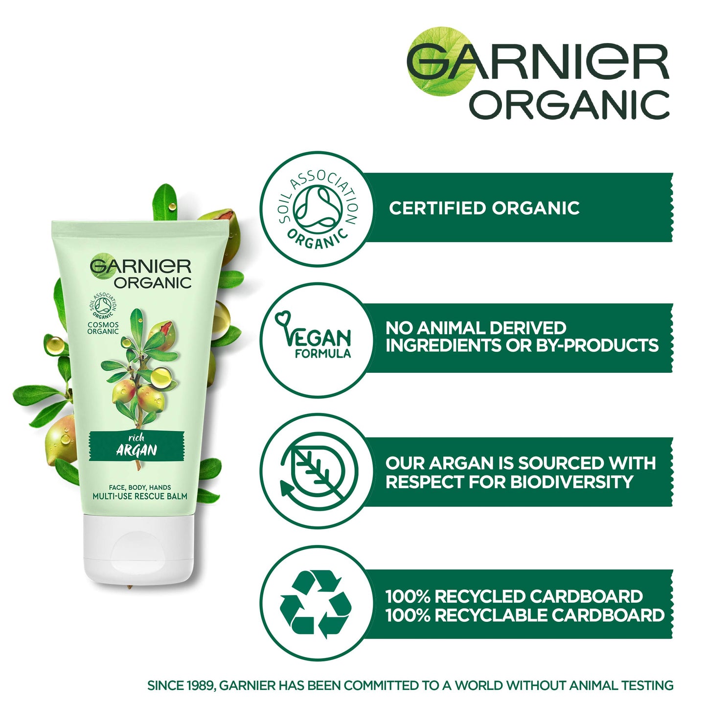 Garnier Organic Argan Multi Use Rescue Balm for Face, Body and Hands, Instantly Nourishes and Soothes Dry Hands & Dry Patches 50 ml