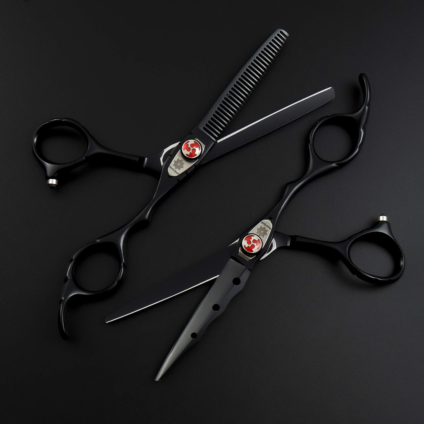 6.0" Professional Hairdressing Cutting Shear Set - Salon Hair Thinning Scissor Kit for Barber - by Dream Reach (Black)
