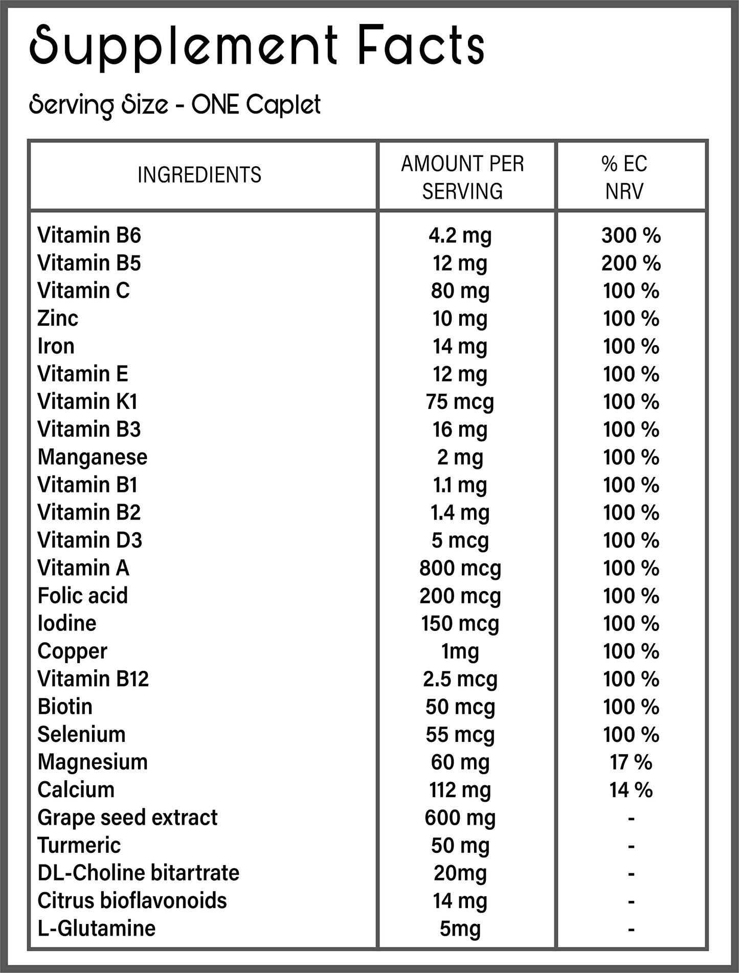 SynBio Premium+ - Ultimate A-Z Multivitamins | 60 Caplets | Vegetarian Certified - Nut Free - Vegetarian Society Approved - SOYA Free - Dairy Free - Essential Multivitamin + Minerals