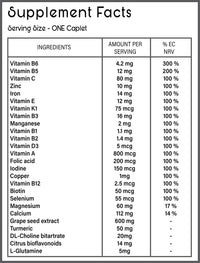 SynBio Premium+ - Ultimate A-Z Multivitamins | 60 Caplets | Vegetarian Certified - Nut Free - Vegetarian Society Approved - SOYA Free - Dairy Free - Essential Multivitamin + Minerals