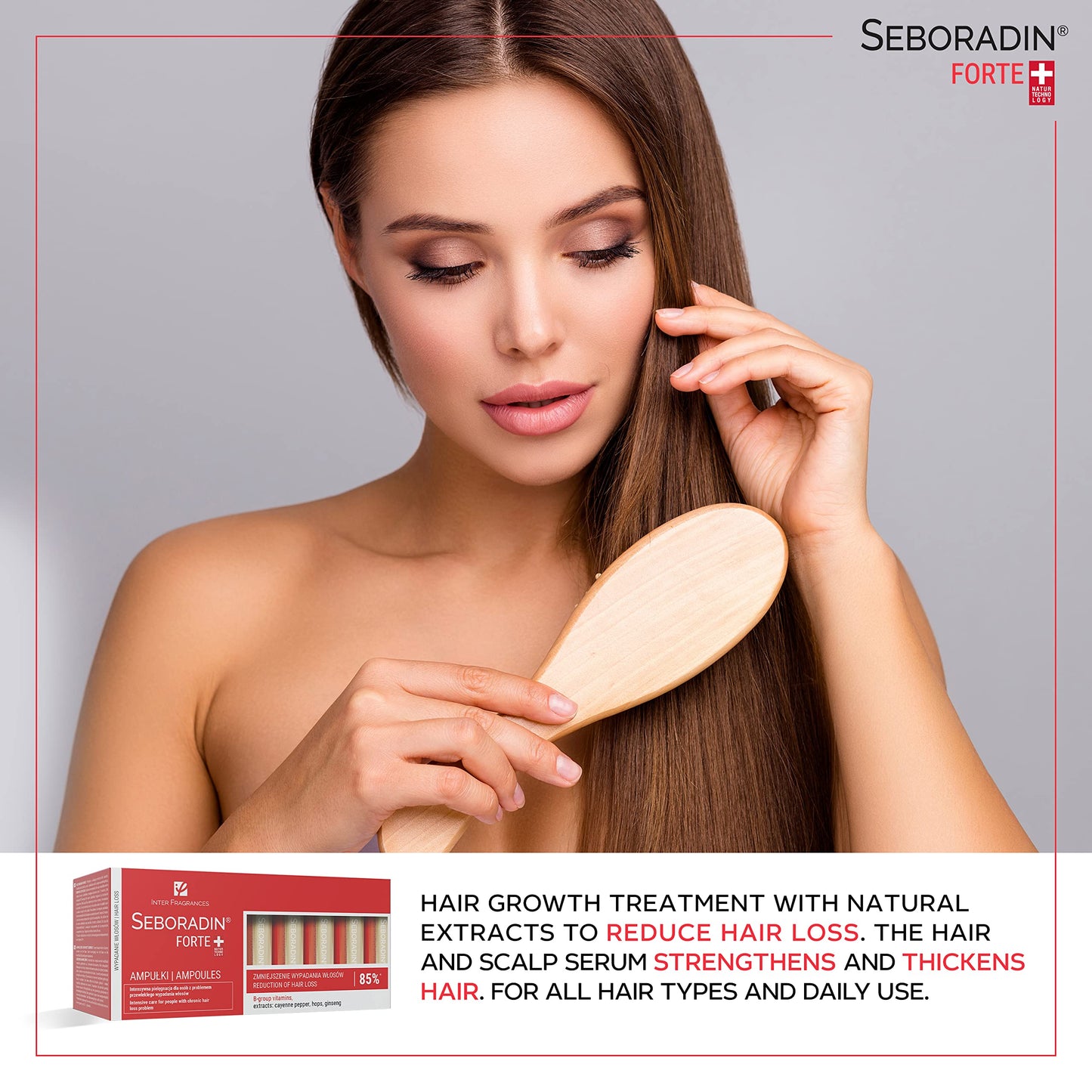 Seboradin Forte Hair Growth Serum Ampoules 14 x 5,5 ml Anti Hair Loss Serum Chronic Hair Loss and Thinning Treatment Natural Extracts and Vitamins Hair & Scalp Treatment Hair Care & Products
