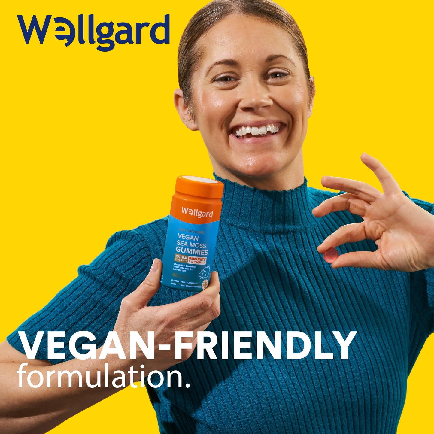 Wellgard Vegan Sea Moss Gummies, Formulated for Immunity with Iodine, Vitamin D3, Vitamin C, 60 Gummies