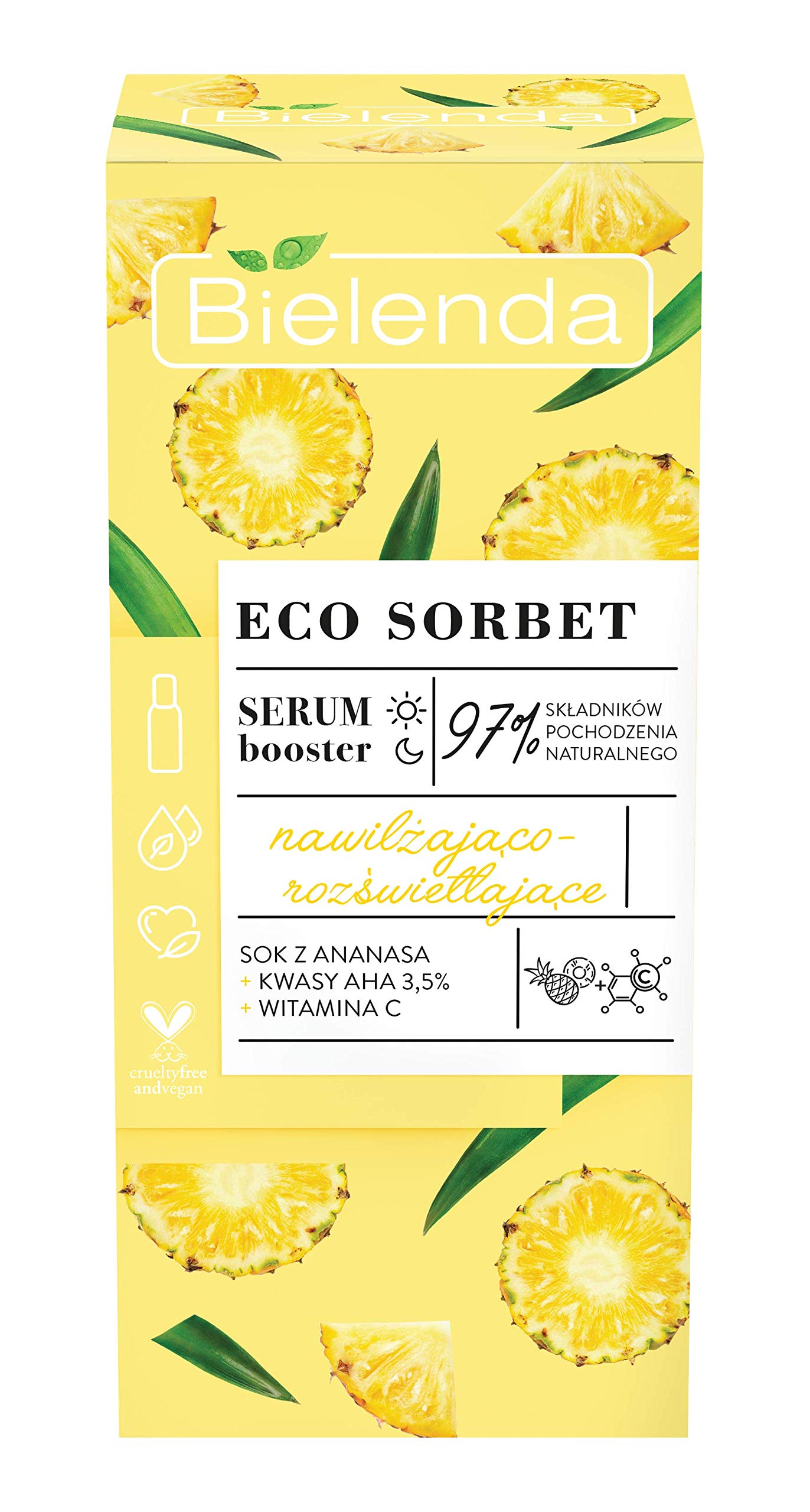 Bielenda - ECO SORBET - Moisturizing and brightening face booster serum - Pineapple - 30 ml