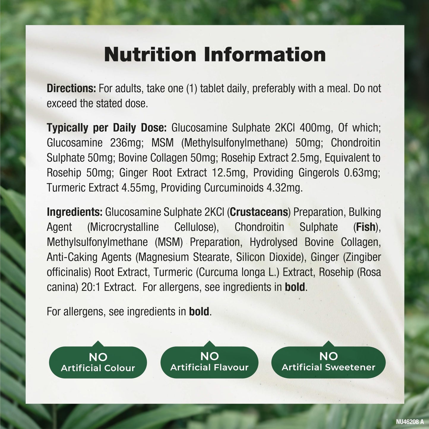 Nature's Truth Glucosamine and Chondroitin Complex - 60 Tablets - with Ginger, Turmeric Extract & Rosehip