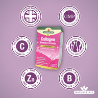 Natures Aid Collagen Beauty Formula (with Vitamin C, Zinc & B-Vitamins), 90 Capsules