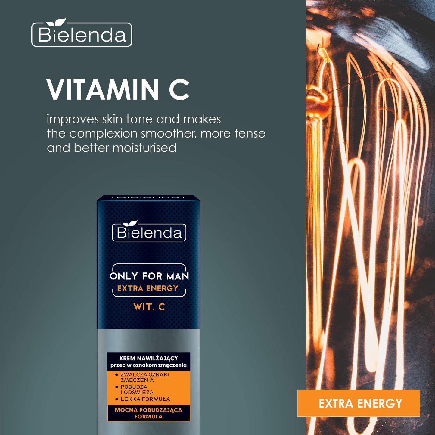 Bielenda Only For Men - Stimulates The Epidermis Effectively Eliminates Signs Of Fatigue Caused By Lack Of Sleep, Stress, Unhealthy Lifestyle - Only For Men Cream Extra Energy - 50 ml