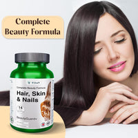 VitaV Hair Skin and Nails Vitamins | Biotin Supplements with Hyaluronic Acid MSM Silica Selenium Zinc Supplements Biotin Hair Growth Vitamins Beauty Formula Hair Vitamins Nail Care Hair Repair Multivitamin