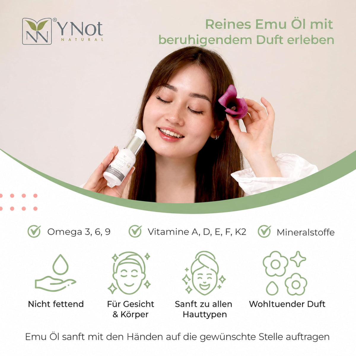 Y Not Natural Pure Emu Oil - Face Moisturizer, Body Oil & Hair Growth Oil - Organic Skin Care with Vitamin E Oil, Omega 3-6-9 - Multi-Use Face Oil, Scalp Oil & Cuticle Oil- Australian Emu Oil (200ml)