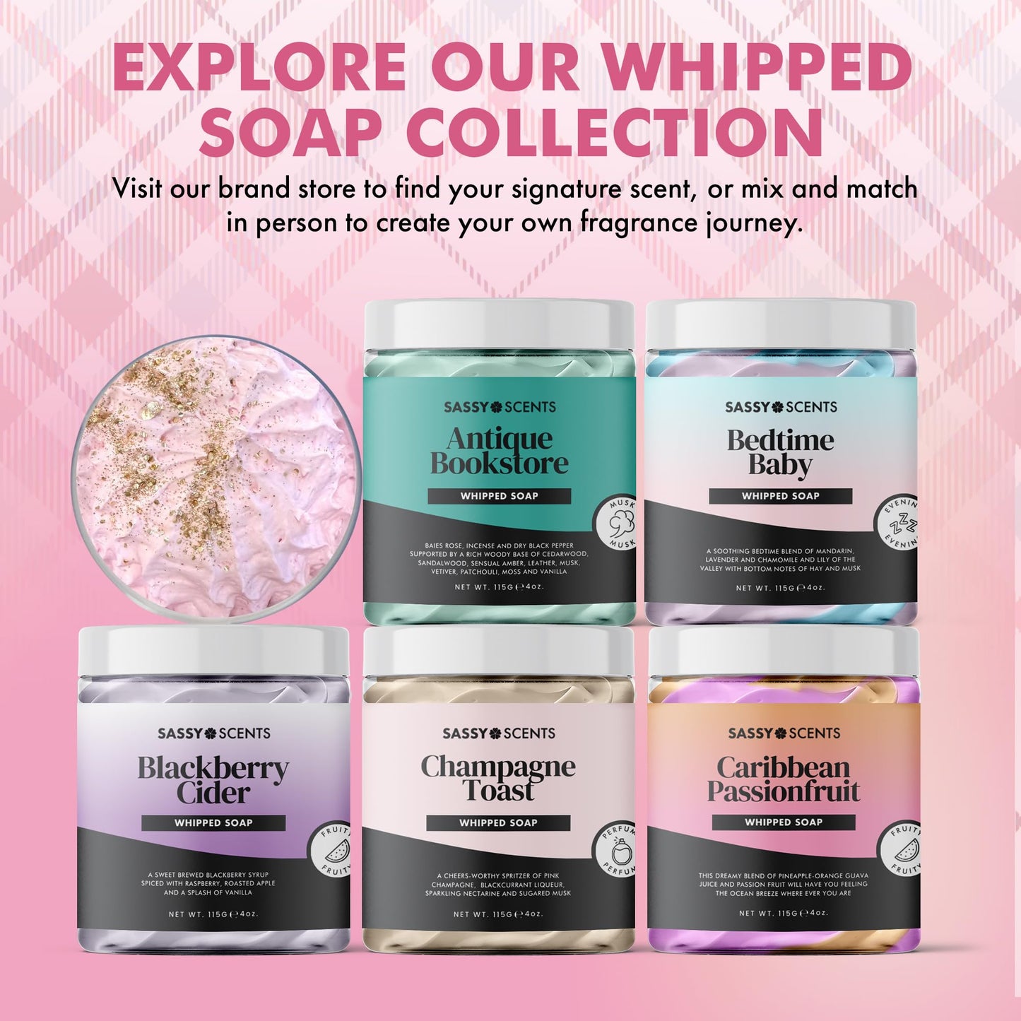 Sassy Scents Girl Boss Whipped Soap | Cleansing + Nourishing | Gentle For All Skin Types | 115g
