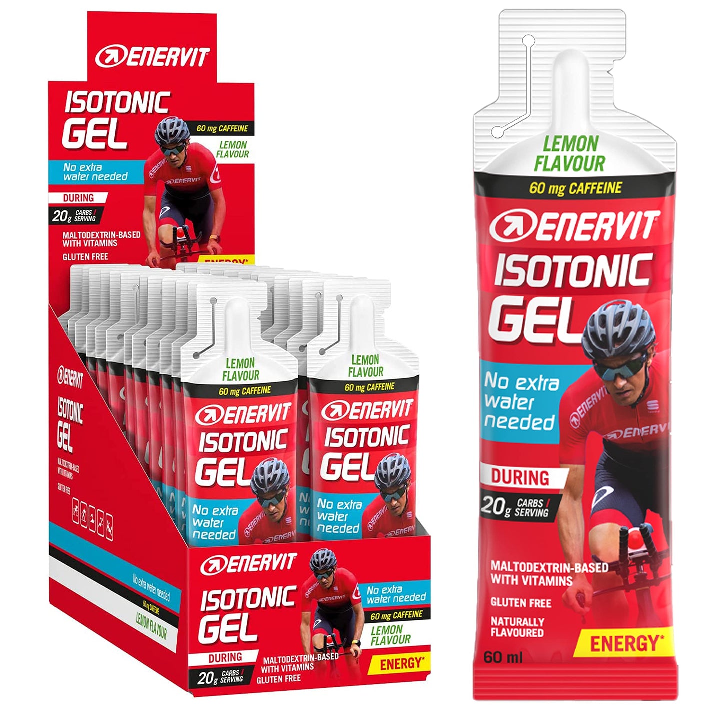 Enervit Sport Isotonic Energy Gel (Lemon with Caffeine, 24 x 60ml)