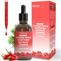 ProBotanics Cayenne Pepper Drops Liquid Extract Supplement | Hawthorn Berry, Turmeric Curcumin, Beet Root, Ginger, Black Pepper for Circulation, Energy and Digestive Health | Alcohol-Free - 60ml