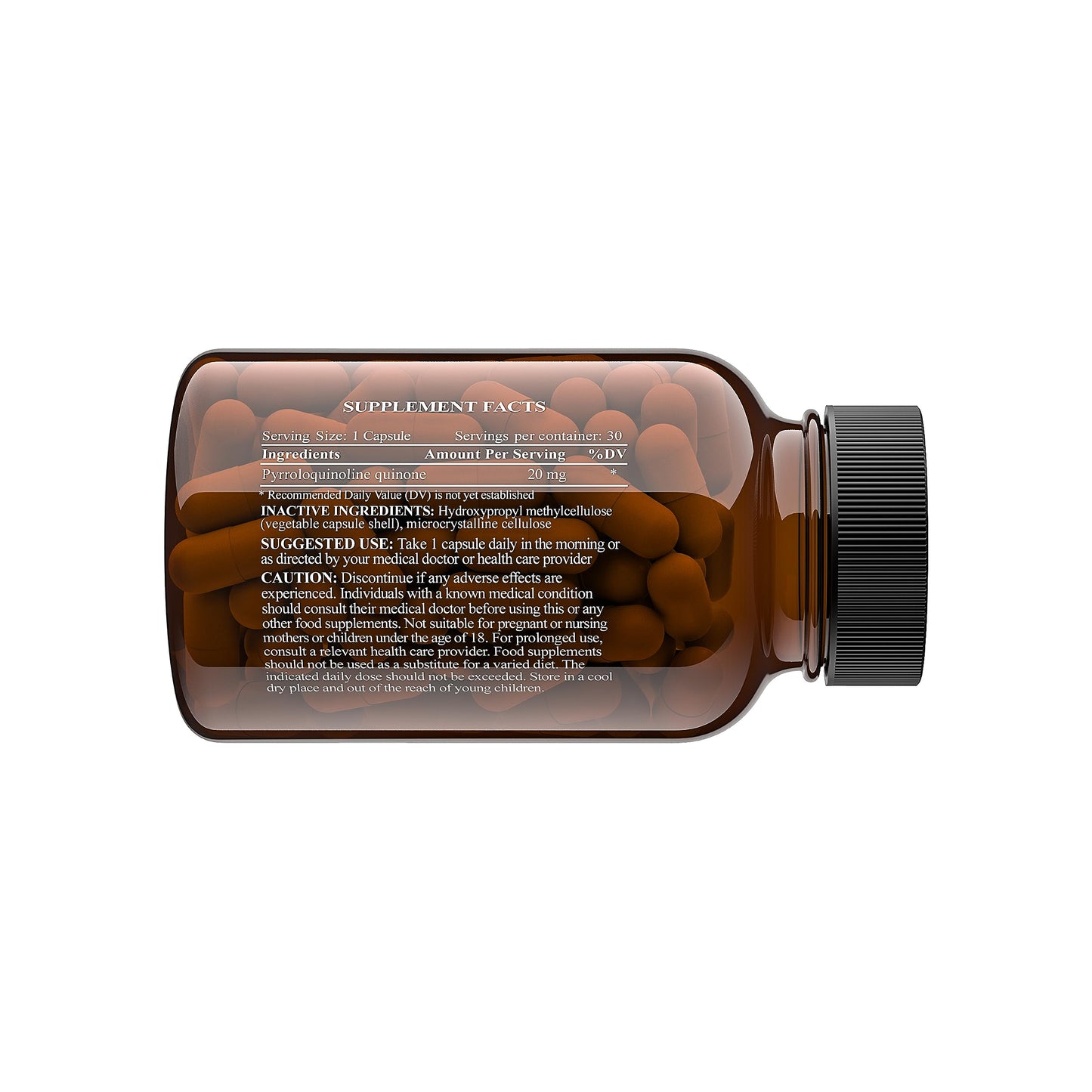Charava PQQ 20mg - 30 Servings - 99%+ Highly Purified and Highly Bioavailable - Pyrroloquinoline Quinone Supplement - 30 Capsules