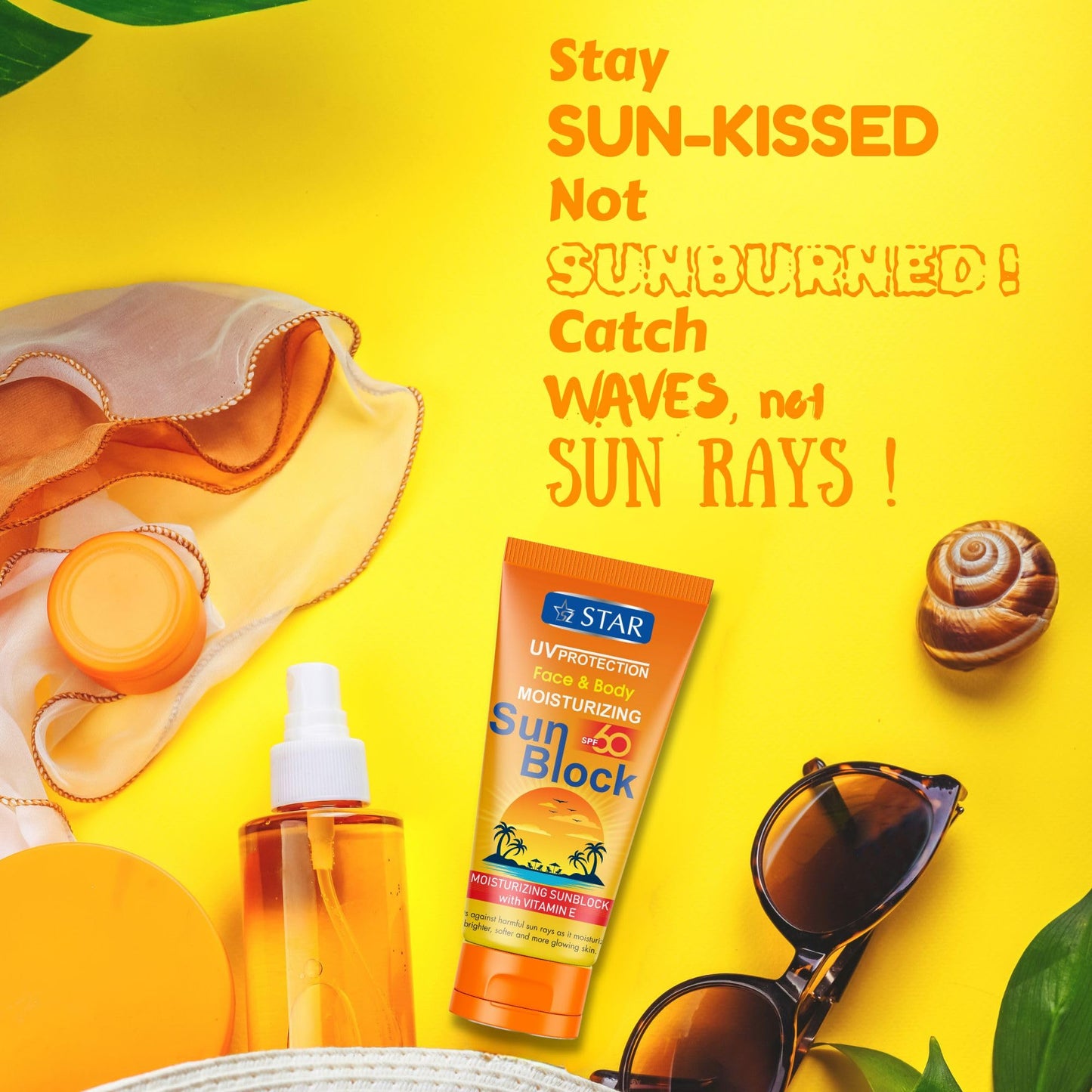SZ STAR Sunblock Cream SPF 60 for Face & Body, 170g - Broad Spectrum UVA UVB Protection with Zinc Oxide & Vitamin E, Lightweight Moisturising Sunscreen, Non-Greasy, Fast Absorbing Sun Care