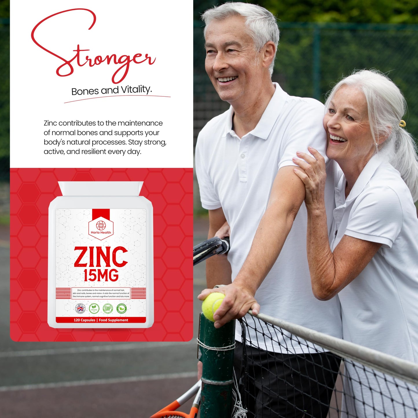 Zinc - 15mg - 120 Capsules - 4 Months Supply - Suitable for Vegetarians & Vegans - Harla Health - Make in The UK - GMP Codes of Practice