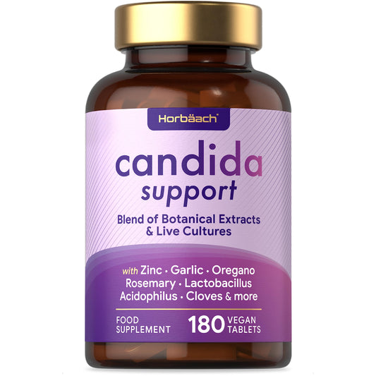 Candida Support | 1 Billion CFU | Botanical & Live Culture Formula with Oregano, Zinc, Garlic, Lactobacillus & More! | 180 Vegan Tablets | by Horbaach