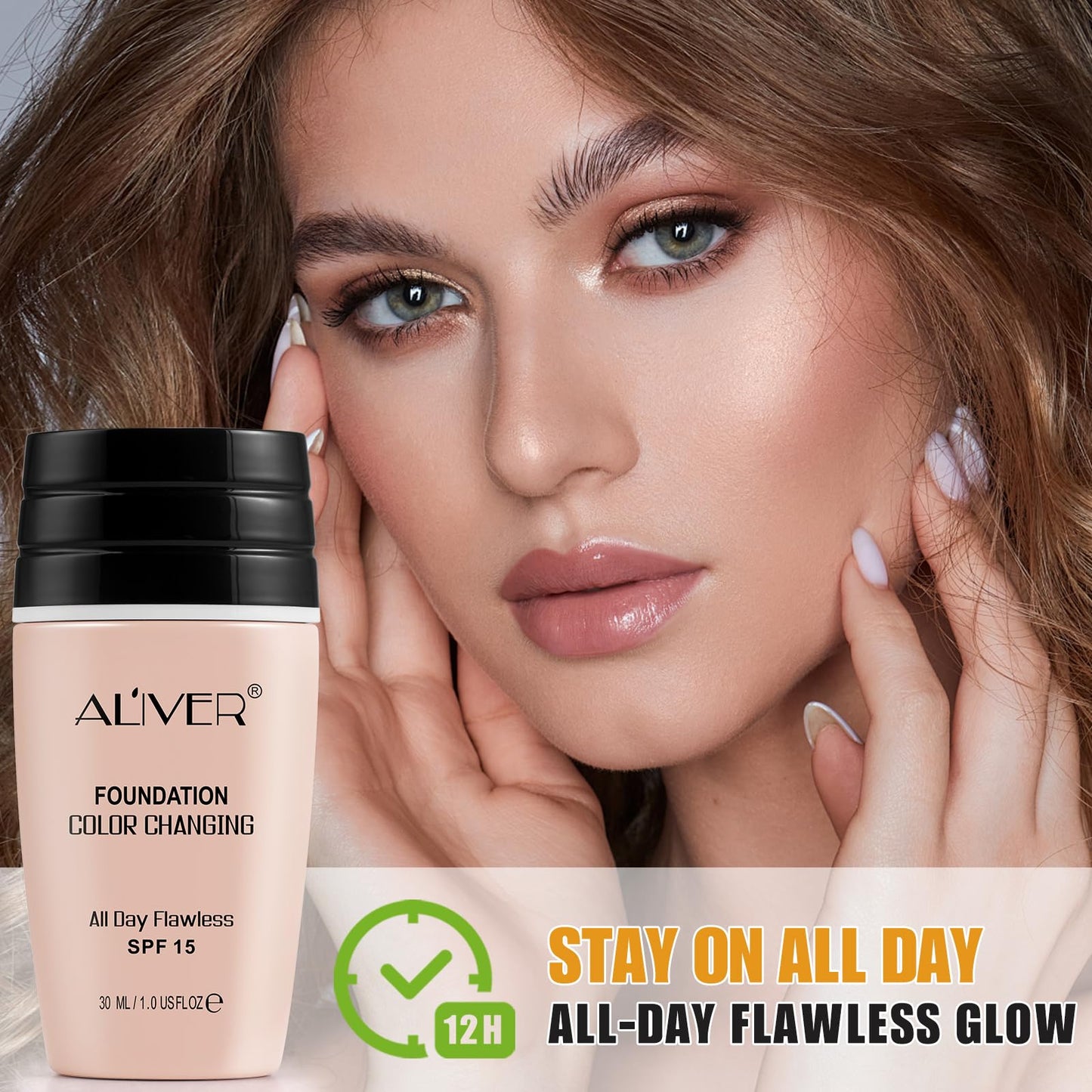 4 in 1 Foundation Liquid, Colour Changing Foundation, Great for all skin types, featuring a full-range of shades for all skin tones, SPF15, Sunscreen, Non-Greasy,Long Lasting