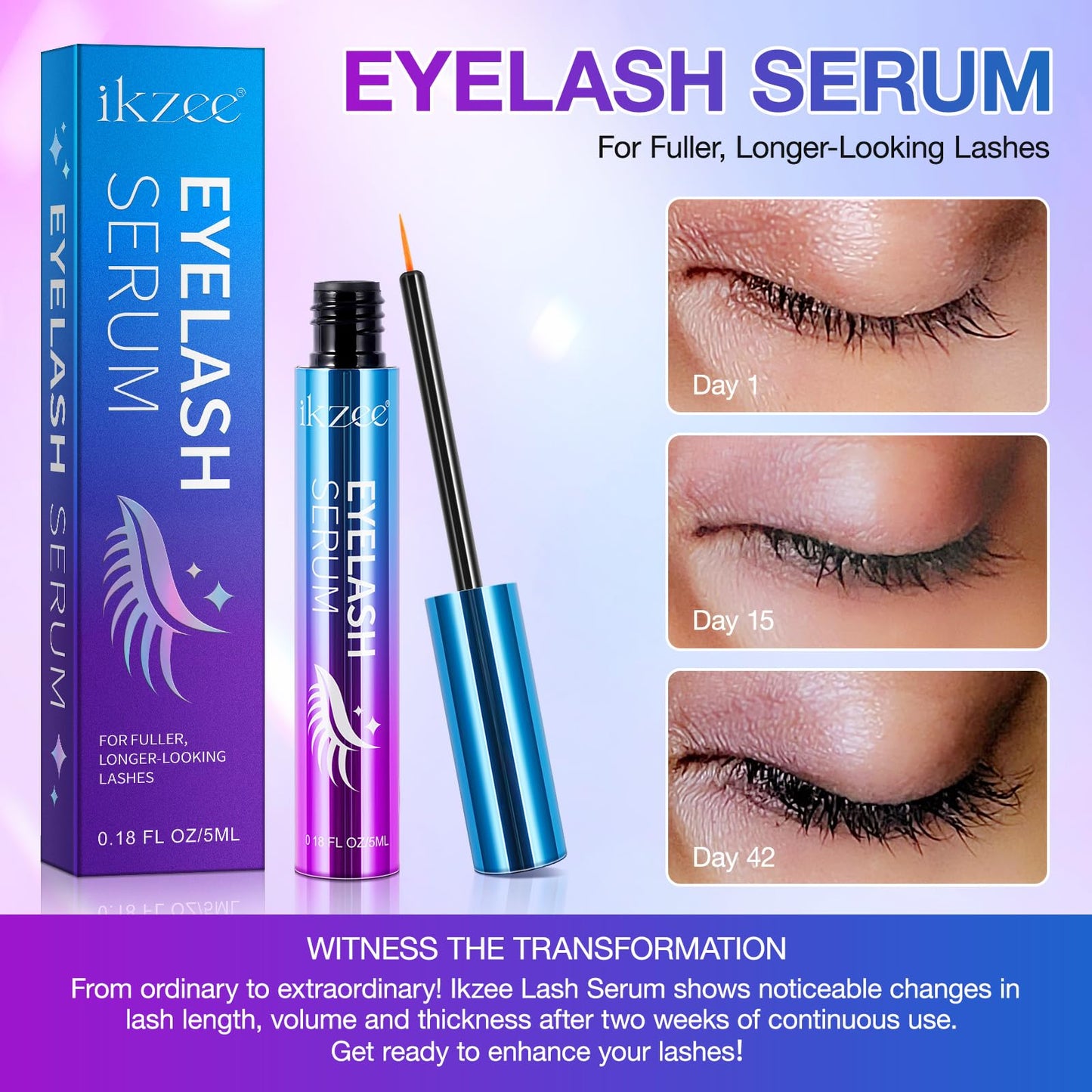 Generic Eyelash Growth Serum, 5ML Professional Lash Eyelash & Eyebrow Enhancer Serum, Advanced Formula for Longer, Fuller, and Thicker Lashes, Lift Eyelashes Enhancer Rapid Lash Growth,Nourish Damaged Lashes