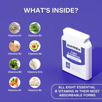 Puro Vitamin B Complex | High Strength | 8 Essential B Vitamins | High Absorption | Methylated with Folate, B6 & B12 | 60 Capsules