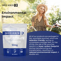 Shield Health Zinc 50mg High Strength - 180 Zinc Tablets (6 Month Supply) High Strength Zinc Supplements Contributes Towards Immune Function and Maintenance of Healthy Bones, Vision, Hair, Nails and Skin UK Made