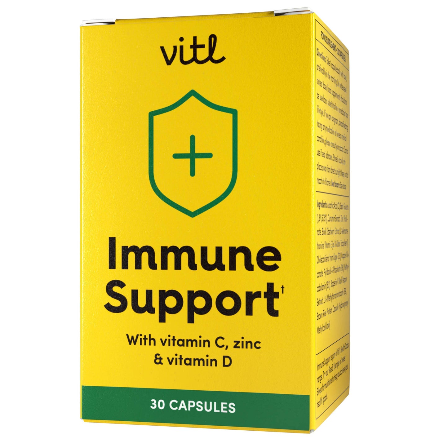 Vitl Immune Support Supplement - 30 Vegan Capsules - with Vitamin D, Vitamin C, B Vitamins, Zinc, Turmeric & Elderberry Extracts - 1 Month Supply