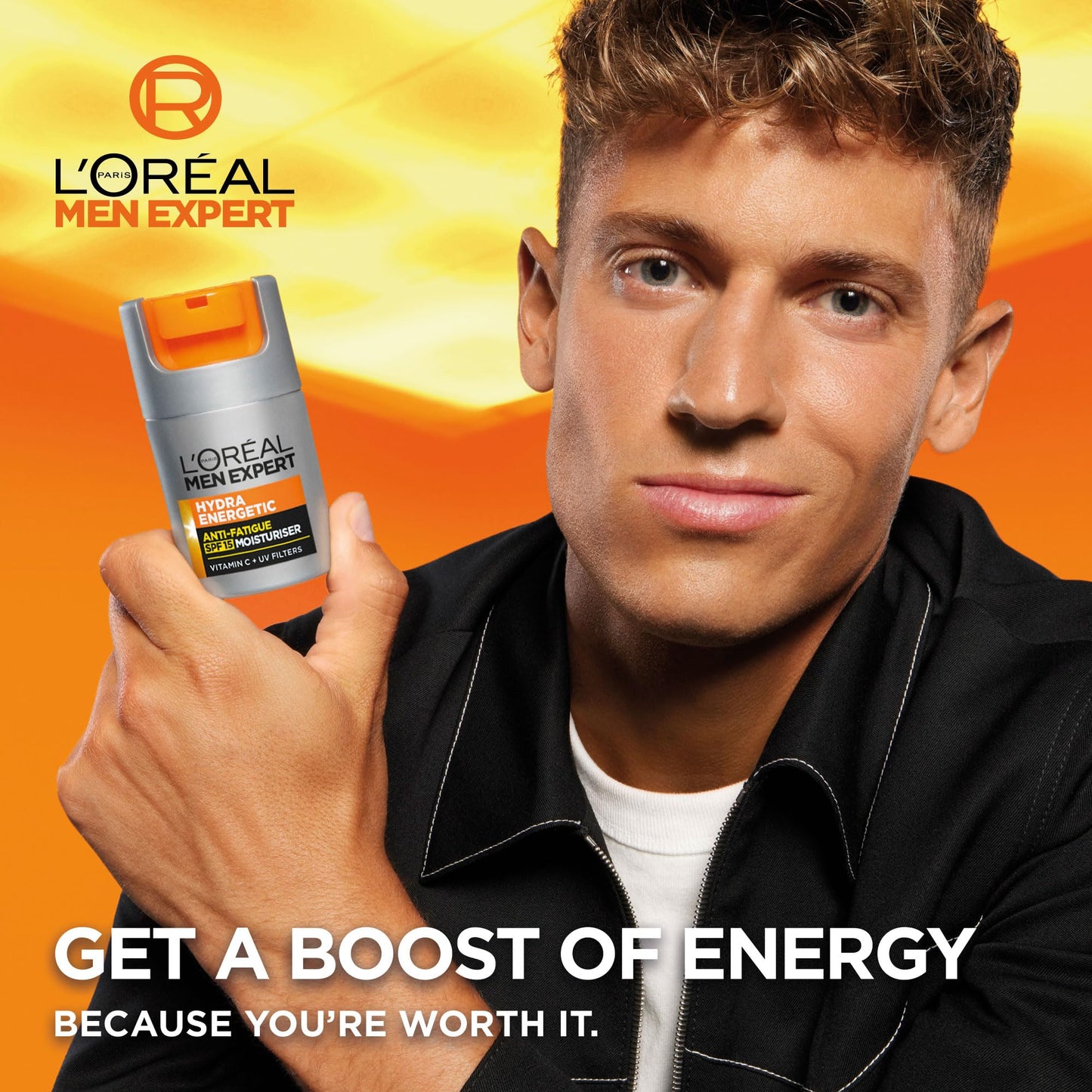 L’Oréal Paris Men Expert Protective Anti-fatigue Moisturiser With SPF 15 for Men 50ml, Hydra Energetic Moisturiser With Vitamin C*, for Tired and Dry Skin, Hydrates and Protects Skin