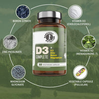 Barefoot Nutrition - Vitamin D3 Complete 4000 IU, With Vitamin K2 MK-7, Magnesium, Boron & Zinc Supplement, High Strength Formula for Bone and Normal Health Function, 60 Capsules