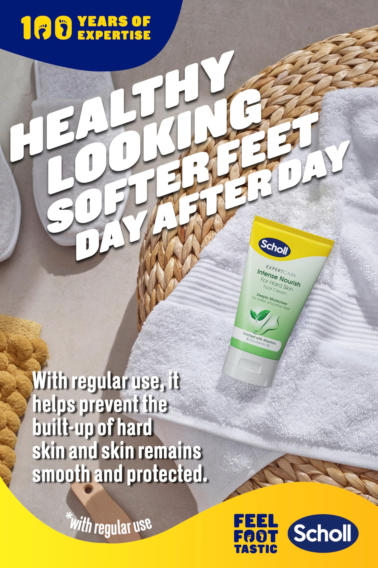 Scholl ExpertCare Intense Nourish Foot Cream for Hard Skin 150ml, Deeply Moisturising Cream with Urea, Vitamin E & Provitamin B5 Complex for Softer Smoother Feet