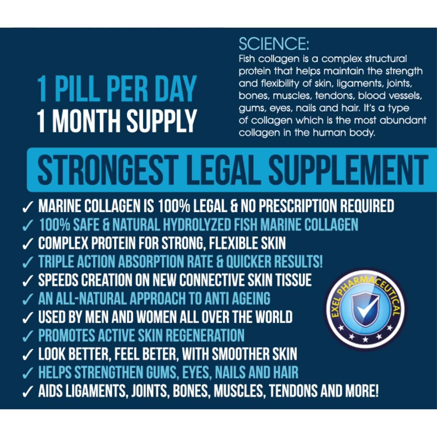 MoovWell Hydrolyzed Fish Collagen Marine Capsules – Skin, Joint Health Support Supplement – 5000mg, 30 Capsules – Pure Fish Collagen for Healthy Skin, Hair, Nails, and Joints – Made in The UK