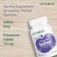 AMBROSIAL Ambrosial Iodine Supplement 5000mcg with 7500 mcg Potassium Iodide| High Strength Iodine Tablets | Natural Source of Iodine from Potassium Supplements & Iodide Tablets (Pack of 2-120 Tablets)