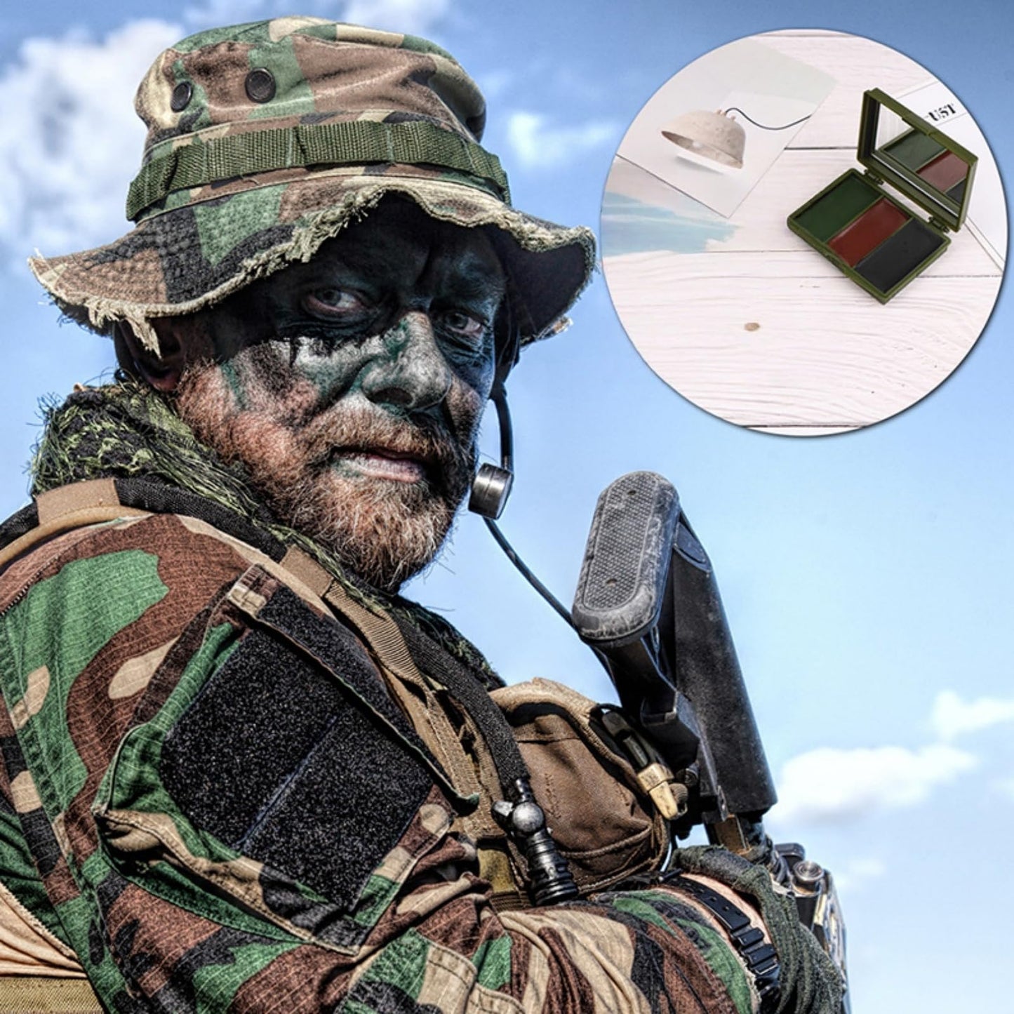 Siyinzu 3 Color Camo Face Paint,Eye Body Face Camo Paint,Camouflage Hunting Face Paint,Camo Face Paint,Camo Face Paint Stick Set,Face Paint Kit,Camouflage Face Paint,Camouflage Makeup(Green, Black,Brown)