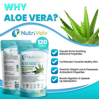 Nutrivolv Aloe Vera 10000mg - 120 Tablets - Skincare Colon Cleanse Digestion Detox