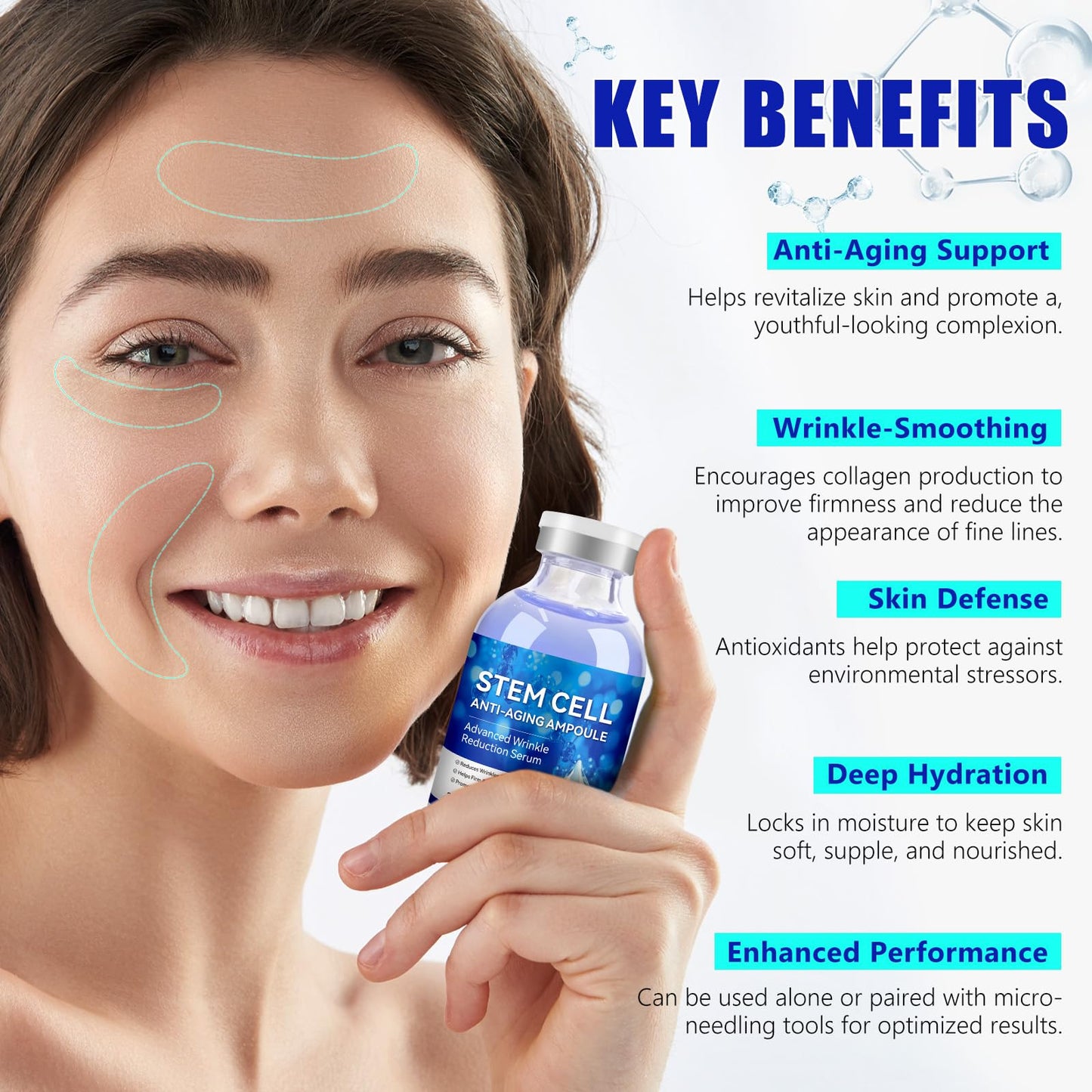 ITSDAWN Stem Cell Serum for Face, Stem Cell Solution Ampoule for Firmer & Anti-Aging, Hydrating Facial Serum 35 Ml/1.2 Fl Oz