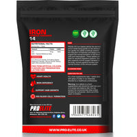 Iron Tablets High Strength 14mg - 180 Tablets - Vegan Iron Energy Tablets for Tiredness and Fatigue - High Absorption Iron Supplements for Women and Men - Made in The UK by PROELITE