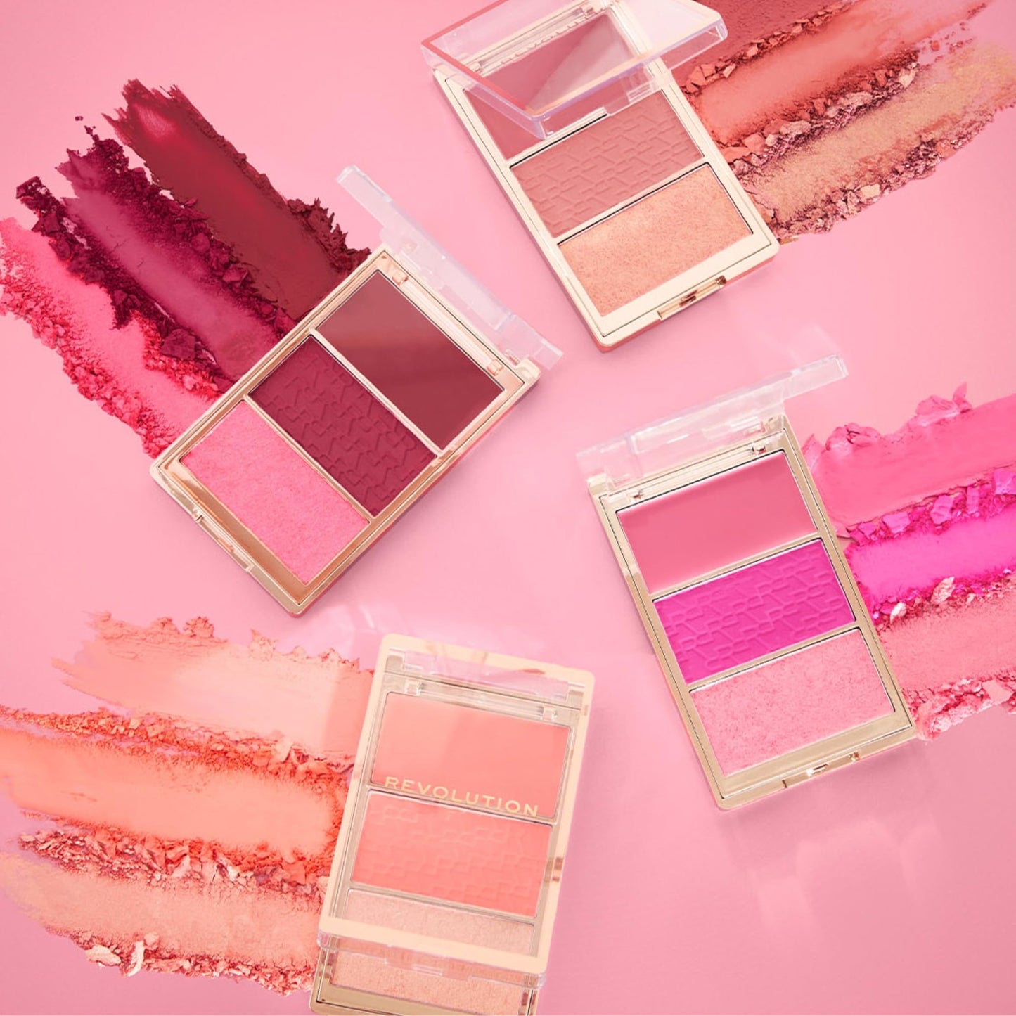 Revolution Beauty London Revolution, Blush Icon Palette, Cream & Pressed Powder Blusher, Highly Pigmented, Face Palette, Vegan & Cruelty-Free, 3 Shades, Hot Pink Flag