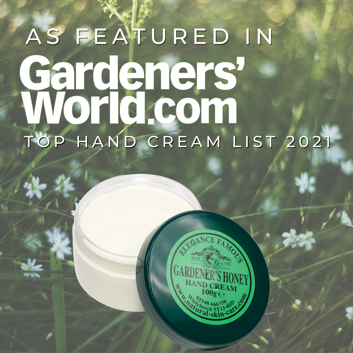 Famous Gardeners Honey Hand Cream 15g Recommended By BBC Gardeners World 2024 Elegance Natural Skin Care MULTI AWARD WINNING Handcream Dry Rough Working Hands Split Fingers Trial Pocket Handbag Size