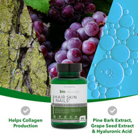 NaturesPlus BioAdvanced Hair Skin and Nails - Vegan Collagen Support - High Strength Biotin, Hyaluronic Acid and Antioxidants - Gluten Free, Vegan - 60 Capsules