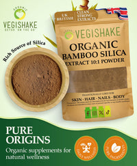 Organic Silica Extract 10:1| High Strength Naturally Sourced Silica Supplement | for Skin Health and Mobility | Vegan Capsules | from Bamboo Extract | UK Made (250G)